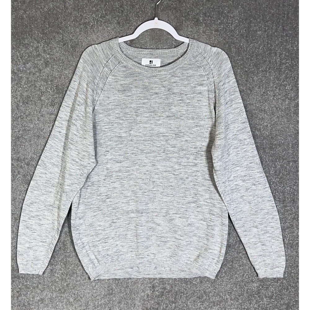 Standard Issue Long Sleeve Knit Crew Neck Pullover Sweater Mens Size Large Gray